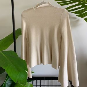 Bell sleeve mock turtleneck